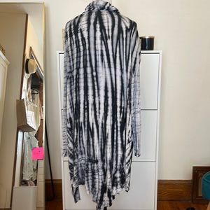 Cowl neck 3/4 sleeve flowy top knit rayon spandex